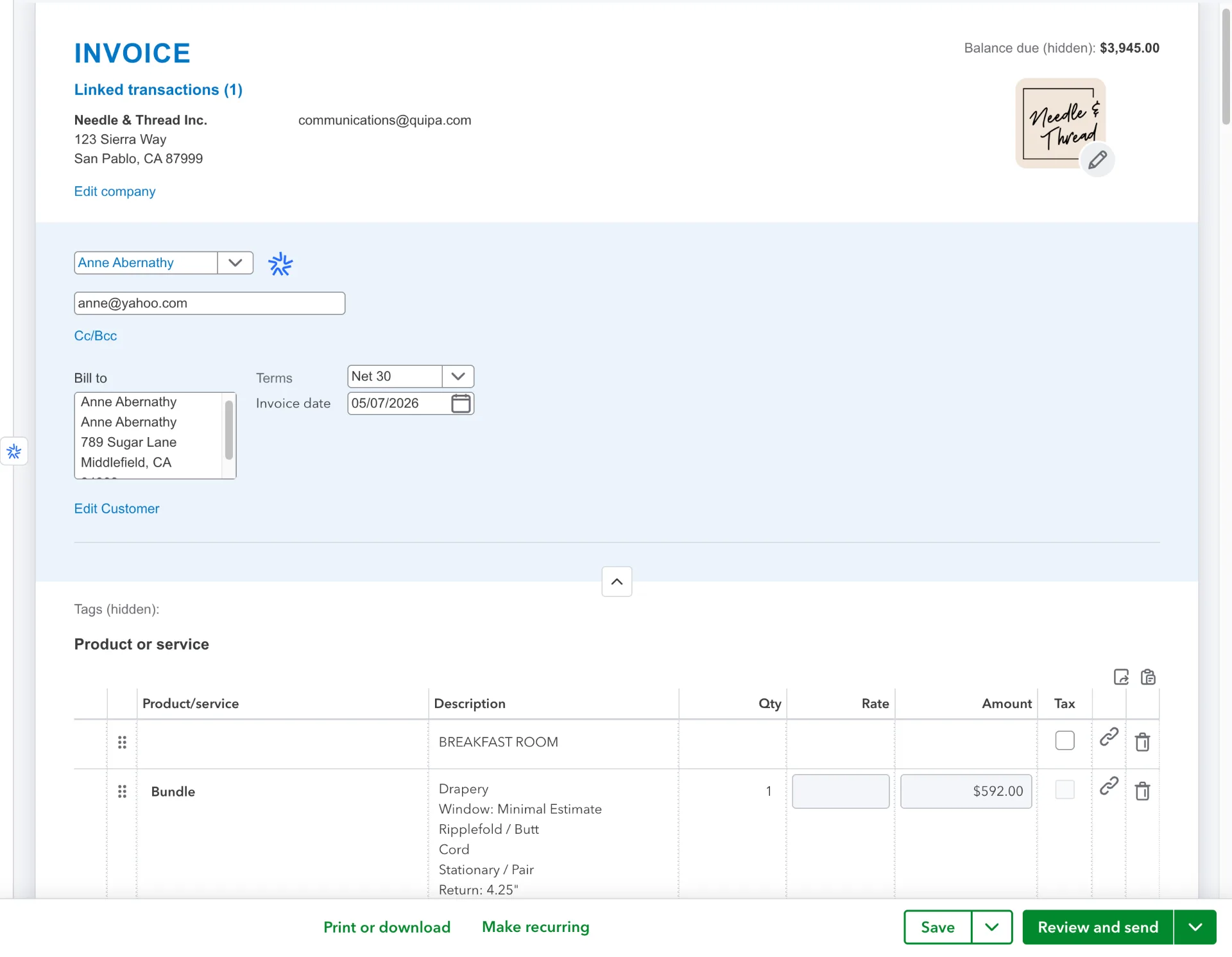 QuickBooks Online Integration