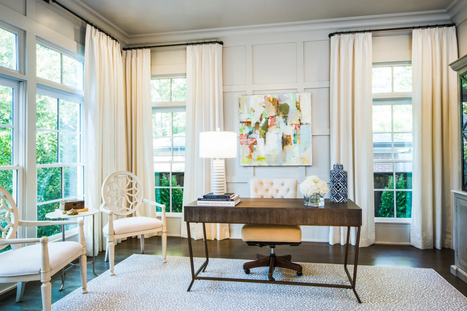 Elegant interior with custom drapery and window treatments